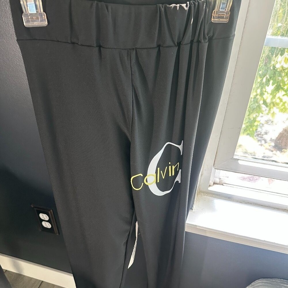 Calvin Klein Performance Womens Black Logo Athletic Leggings Size M Stretch